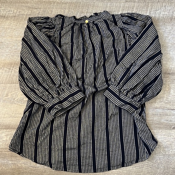 Antik Batik Black & Gold Striped Top Size M/40 - Picture 5 of 9